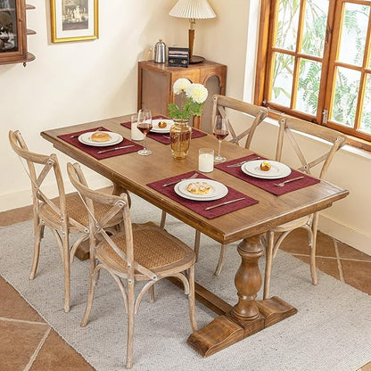 Blue Forest Placemats Set of 8, Dual-Layered Thickened Faux Linen Cloth Place Mats Heat Resistant Machine Washable Wrinkle Free Table Mats Indoor/Outdoor (Red)