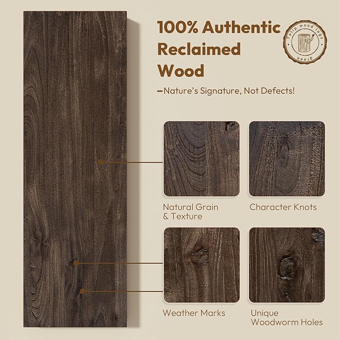 Vivelove Elm Wood Floating Shelves, Wooden Shelves For Wall With Invisible Bracket For Living Room Bedroom Bathroom Office Book, Rustic Farmhouse Decor Storage & Display, 48 Inch Set Of 1- Dark Walnut