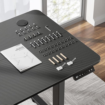 Electric Standing Desk Adjustable Height 55 x 24 Inch, Large Sit Stand Desk, Stand up Desk for Home Office, Computer Workstation (Spliced Desktop,Carbon Fiber Black)