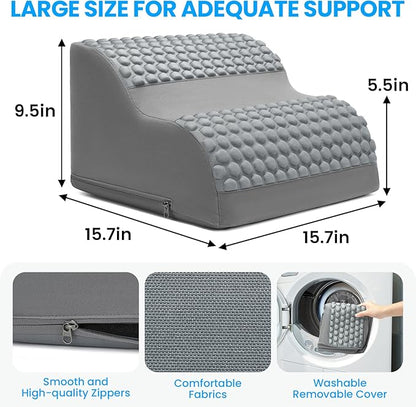 Foot Rest for Under Desk at Work, 3-Tier Foot Stool with Massage Dots and Thick High-Density Foam, Ergonomic Footrest with Washable Cover for Home and Office, Back, Legs & Hip Pain Relief, Grey