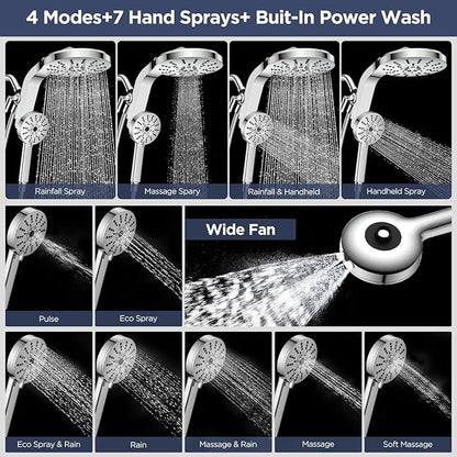 High Pressure Rain Showerhead Combo, 2026 Magnetic Shower Head Set with Detachable 8-Mode Handheld Shower Spray, Adjustable Angle Dual Showerhead System with Built-in Magnetic Docking and Power Jets