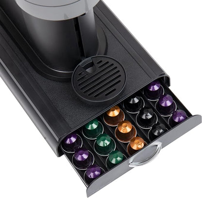 Mind Reader Single Serve Coffee Capsules Drawer, Holds 50 Small Capsules, Coffee Pod Drawer Organizer, Countertop Storage Base, Black