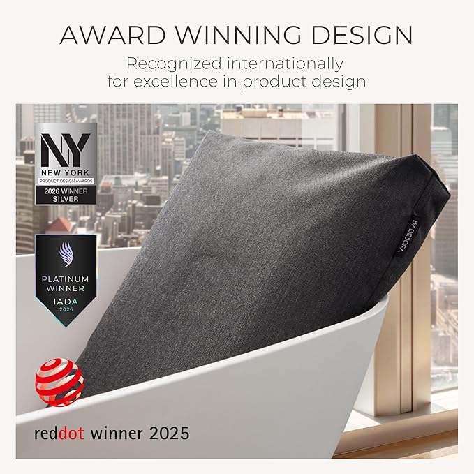BADESOFA® Luxury Bathtub Pillow L - Large Bath Pillow for Therapeutic Neck and Back Support Quick-Drying - Full Body Bath Tub Cushion - Luxury Spa Cushion in Ivory Pearl
