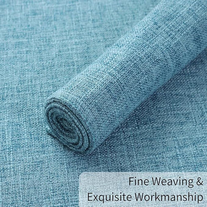 Homaxy Cloths Placemats for Dining Table Set of 8, Heat Resistant Washable Cotton Linen Blend Table Mats, Easy to Clean Place Mats for Indoor Outdoor Party Kitchen Decoration, 13" x 19", Aqua