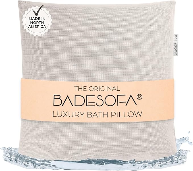 BADESOFA® Luxury Bath Pillow M - Thick & Comfortable Tub Pillow for Bathtub - Washable & Quick-Drying Back Bath Pillow - Non-Slip Bath Pillows - Luxury Spa Cushion in Ivory Pearl