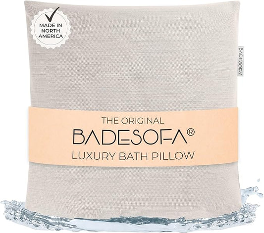 BADESOFA® Luxury Bath Pillow M - Thick & Comfortable Tub Pillow for Bathtub - Washable & Quick-Drying Back Bath Pillow - Non-Slip Bath Pillows - Luxury Spa Cushion in Ivory Pearl