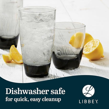 Libbey Classic Rocks and Tumbler Glass Cups Set, Elegant Mixed Drink Glasses Set with Modern Clean Lines, Dishwasher Safe Drinkware Set of 16