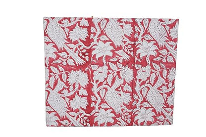 Generic 3.3 Gallon Cotton Hand Block Printed Paper Waste Basket |Small Decorative Trash Can for Housewarming Gifts in Living Room, Bedroom, Bathroom | Eco-Friendly, Plastic-Free (1, RED White MOR)