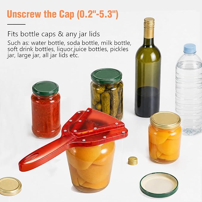Uinxan Jar Opener for Weak Hands & Seniors with Arthritis - Handheld Manual | Effortlessly Opens Stubborn Screw Lids & Bottle Caps. 304 Stainless Steel. Durable. Patented Kitchen Gadget (Transparent)