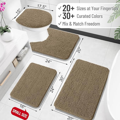 OLANLY Large Bathroom Rugs 44x32, Extra Soft Absorbent Chenille Bath Rugs, Rubber Backing Quick Dry, Machine Washable Bath Mats for Bathroom Floor, Tub and Shower, Home Decor Accessories, Tan