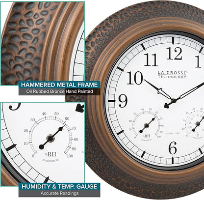 La Crosse Technology 21 in. Indoor/Outdoor Marcella Metal Atomic Wall Clock