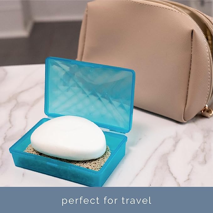 S&T INC. Bar Soap Holder for Kitchen, Bathroom, and Soap Dish, 4 Pack, Cream, 2.9 inches by 4.4 inches