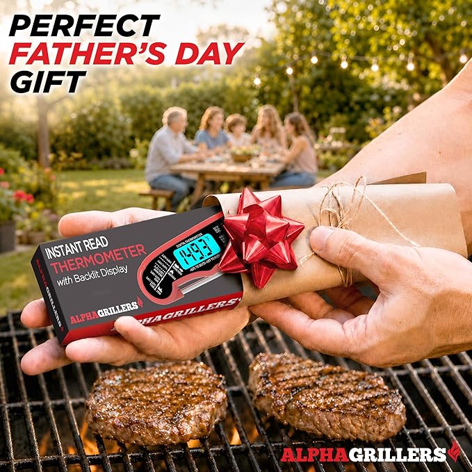 Alpha Grillers Meat Thermometer Digital – Instant Read Food Thermometer for Cooking & Grilling – Professional Kitchen Fathers Day Gift for Dad Men Him Husband