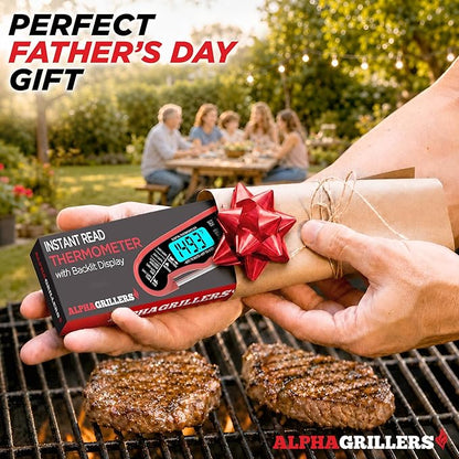Alpha Grillers Meat Thermometer Digital – Instant Read Food Thermometer for Cooking & Grilling – Professional Kitchen Fathers Day Gift for Dad Men Him Husband