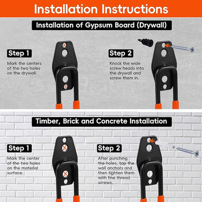 Donext Garage Hooks, 12 Pack Heavy Duty Steel Utility Hooks for Hanging, Wall Mount Garage Storage Hooks for Tools, Ladders, Bikes, Bulky Items, Orange