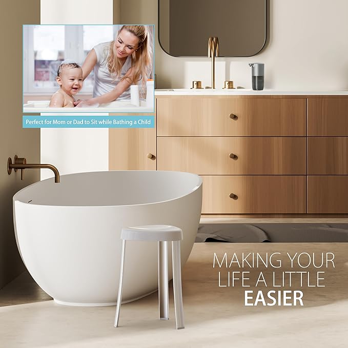 Better Living Products 70060 SPA Seat Shower Stool with Rust Proof Aluminum Legs, White,15.25" x 15.25" x 18"