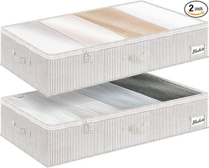 StorageWorks Large Under Bed Storage Containers with Handles and Label Holder, 2 Pack Ultra-thick Fabric Underbed Bins, Closet Organizer for Clothes, Blankets, Sweater