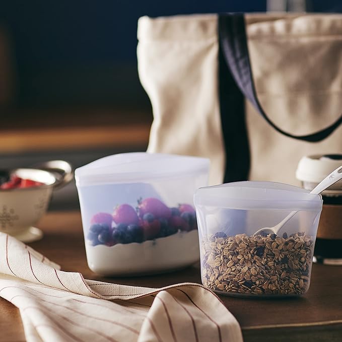 Stasher Silicone Reusable Storage Bags, 2-Pack Bowls, Reusable Freezer Bags, Microwave, Dishwasher, Oven Safe, Sous Vide, Premium Lunch Containers, Eco Friendly, Food Storage Bags, Snack Bags, Clear