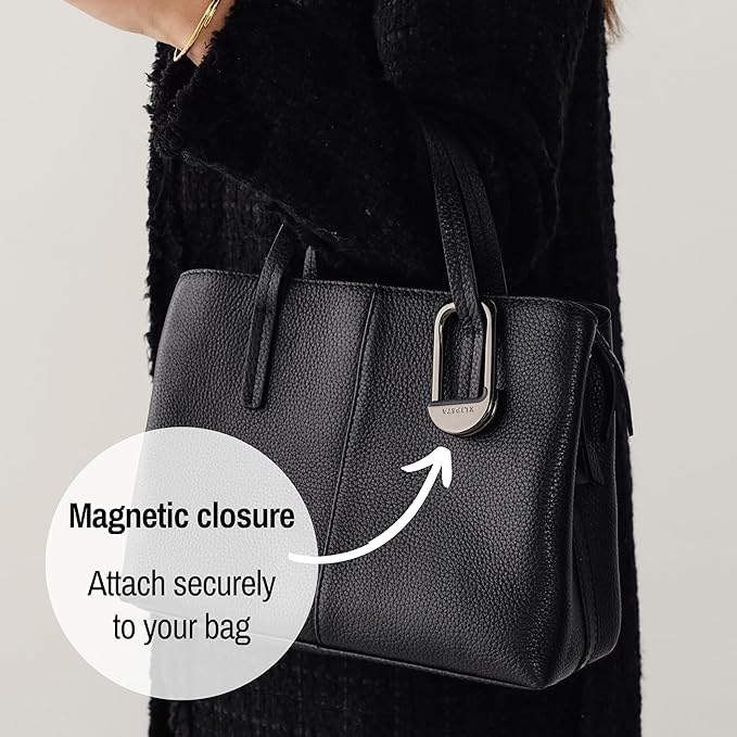 FLIP Bag Hook - Newly Redesigned. Portable Purse Hanger for Table with Magnetic Closure - Now Holds up to 50 lbs. Valentine's Gifts for Women (Chrome Black)