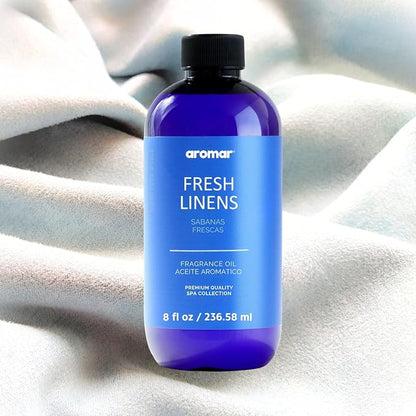 AROMAR Premium Fragrance Oil, Long-Lasting, Refreshing Uplifting Aroma for Aromatherapy, Relaxation & Household Uses. Fresh Linens 8oz