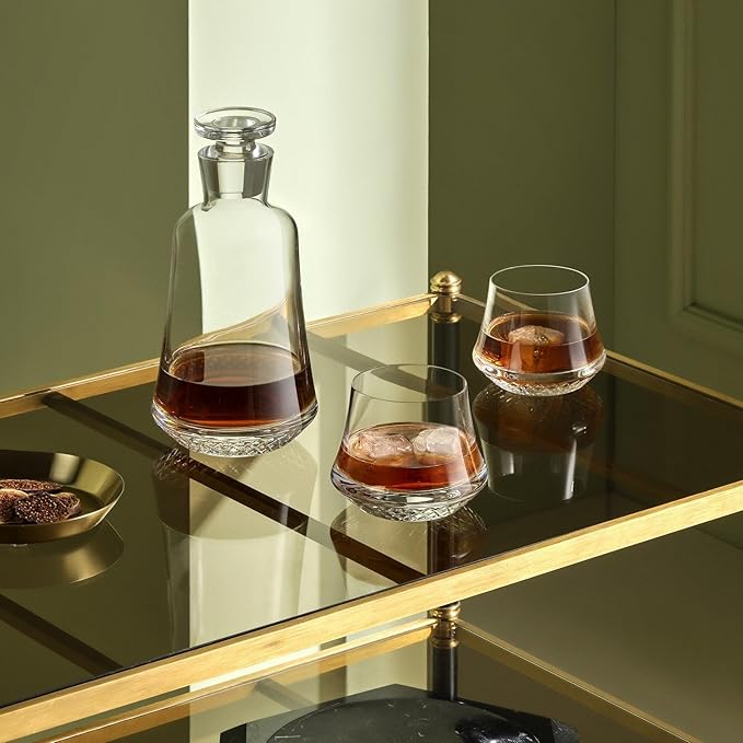 NUDE Whiskey Glasses Set of 4 SOF – 8.5 oz Premium Lead-Free Crystal Old Fashioned Rocks Glasses for Whisky, Scotch & Bourbon – Heavy Base, Dishwasher Safe, Luxury Gift Boxed Set Barware