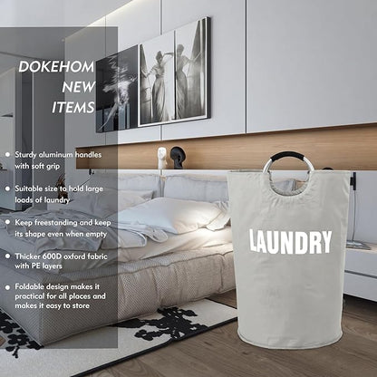 DOKEHOM 160L XX-Large Laundry Basket (7 Colors), Collapsible Laundry Bag, Foldable Laundry Hamper, Folding Washing Bin (Grey, XXL)