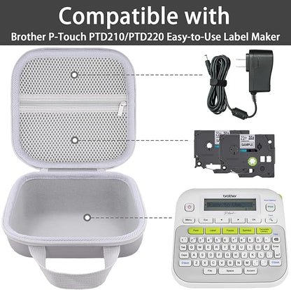 Label Printer Case Compatible with Brother P-Touch PTD210/PTD220 Home and Office Everyday Label Maker(Gray Case)