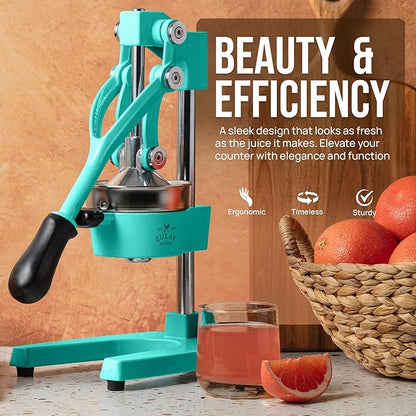 Zulay Kitchen Cast Iron Juicer - Heavy Duty Manual Juicer with Detachable Strainers for Easy Cleaning, Orange Juice Press for Citrus Fruits, Perfect for Bartenders, Juice Lovers & Health Enthusiasts