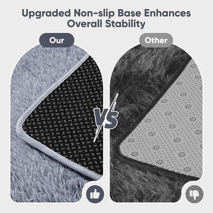 Area Rug for Living Room Bedroom: 8x10 Grey Soft Fluffy Shag Upgrade Non-Slip High Pile Carpet Large Fuzzy Plush Indoor Floor Decor Shaggy Rug for Kid Boys Girls Dorms Playroom Nursery Modern Home