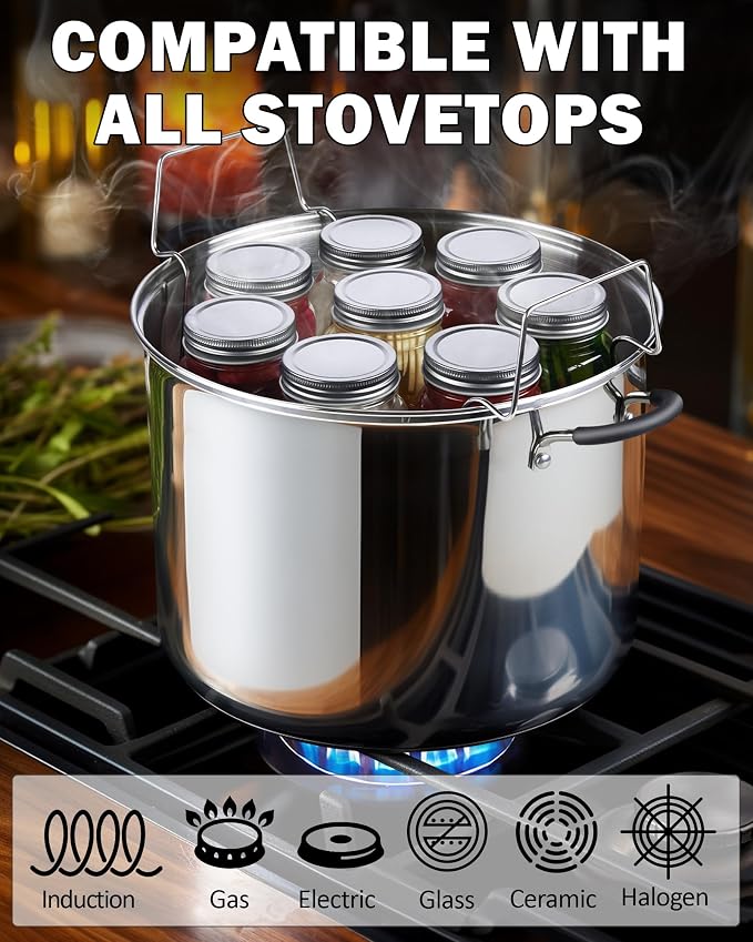 Cook N Home Water Bath Canner, 24 Quart Stainless Steel Stockpot | Large Pot with Stay-Cool Handles, Stockpot for Canning, Jars, Compatible with All Stovetops