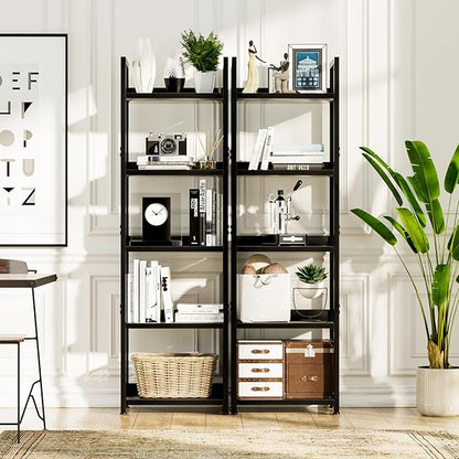NUMENN Narrow Bookshelf, 5 Tier Bookshelves, Home Office Bookcase Shelf Storage Organizer, Free Standing Storage Shelving Unit for Bedroom, Living Room and Home Office, Grey