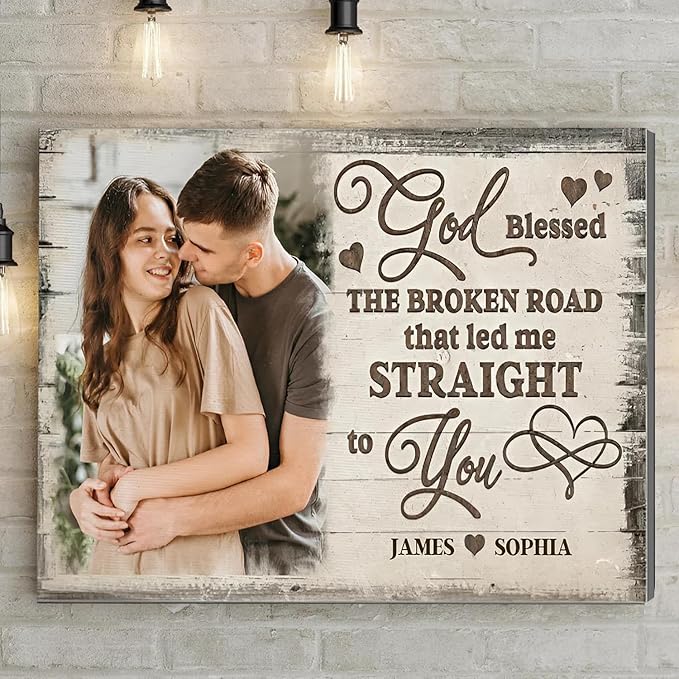 Love Signal Personalized Wall Art for Couples, Custom Photo Print Canvas/Poster/Frame, Valentine Day, Anniversary, Wedding, Birthday Gifts for Him Her Boyfriend Girlfriend, Husband Wife Bedroom Decor