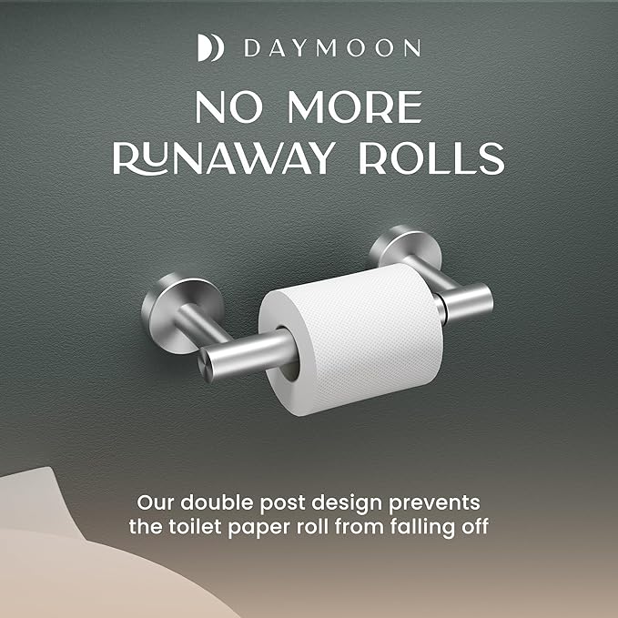 Day Moon™ - Toilet Paper Holder - Modern Roll Holder for Bathroom - 1 Pack - Wall Mount - Classic, Brushed Nickel