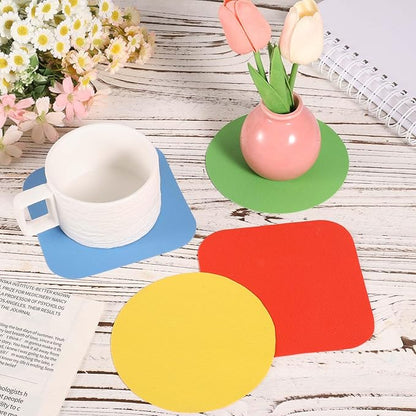 4pcs Rubber Jar Opener, Rubber Bottle Opener Pads Non-Slip Texture Jar Lid Remover for the Elderly or Users with Weak Hands (Red & Blue Square and Yellow & Green Circle)