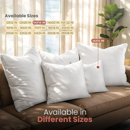 Utopia Bedding 14x14 Pillow Inserts, Set of 2, White – Indoor Decorative Throw Pillows for Bed, Sofa & Couch – Soft, Supportive & Fluffy Cushion Inserts