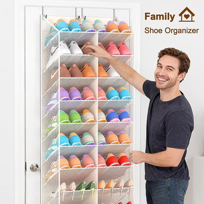 UVIAHOMI Over the Door Shoe Organizer for 20-30 Pairs, 10-Tier, Beige