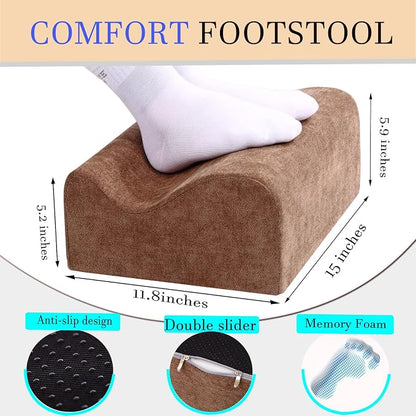 Foot Rest for Under Desk at Work,At Work Soft Ergonomic Footrest,Support Foot Pillow,Heel Chair,Leg Elevation Pillow,(Brown)