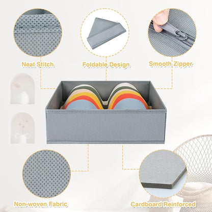 DIMJ Drawer Organizer 15 Pack - Foldable Baby Clothes Storage & Dresser Organizer for Nursery, Bedroom, Closet - Nursery Organization Dresser Dividers for underwear, Sock,Bra, Belt, Tie, Gray