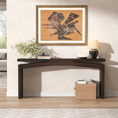 63-Inch Farmhouse Entryway Table Behind Couch Skinny, Long Wooden Entrance Table for Living Room Narrow, Rectangular Modern Console Tables for Apartment, Home, Dark Brown