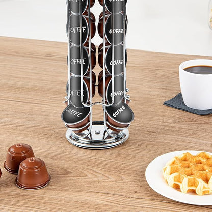Restaurantware Restpresso 5.5 x 13 Inch Coffee Capsule Holder 1 Durable Pod Carousel - Holds 24 Dolce Gusto Pods 360-Degree Rotatable Iron Espresso Pod Organizer Pods Not Included