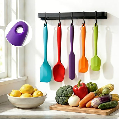 5 Pieces Silicone Spatula Set BPA Free Non Stick Rubber Spatula Heat Resistant Set Ideal for Baking Cooking Mixing Dishwasher Safe Kitchen Tools Multicolor