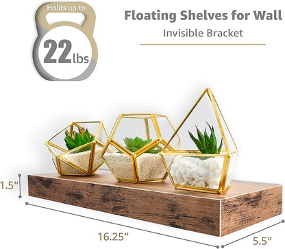 Sorbus Floating Shelves for Kitchen, Bedroom, Bathroom Storage - Wall Mounted, Over Toilet, Hanging Book Shelf for Living Room (Mahogany, 3 Pack)