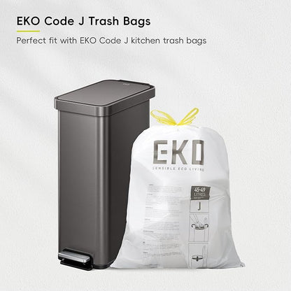 EKO Hudson Slim Trash Can with Lid, 13 Gal Stainless Steel, Gunmetal Gray | Kitchen, step pedal, soft close lid, stay-open frame, secure liner ring, rear handle