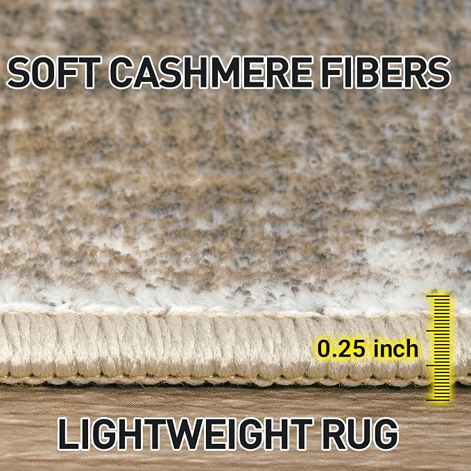 8x10 Area Rugs Washable Rug: Modern Abstract Living Room Rug Soft Anti-Skid Thin Carpet Indoor Floor Non-Shedding Carpets for Bedroom Dining Room Farmhouse Nursery Home Office Brown White