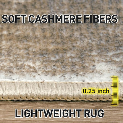 8x10 Area Rugs Washable Rug: Modern Abstract Living Room Rug Soft Anti-Skid Thin Carpet Indoor Floor Non-Shedding Carpets for Bedroom Dining Room Farmhouse Nursery Home Office Brown White