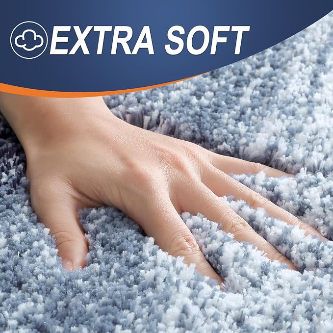 OLANLY Bathroom Rugs Mat 34x21, Extra Soft Absorbent Microfiber Bath Rugs, Rubber Backing, Quick Dry, Machine Washable Bath Mats for Bathroom Floor, Tub and Shower, Home Decor Accessories, Airy Blue