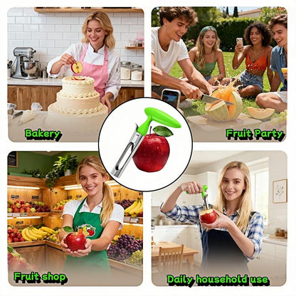 Premium Stainless Steel Apple Corer - Easy Use & Dishwasher Safe, Multi-Fruit Core Remover with Ergonomic Handle for Apples, Pears, Tomatoes & Cupcakes | Durable Kitchen Tool (Green)
