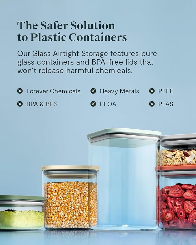 Caraway 13-Piece Glass Airtight Food Storage Containers with Lids – Non-Toxic, BPA-Free Kitchen Storage Containers – Stackable, Space-Saving Airtight Containers for Dry Goods and More - Mist