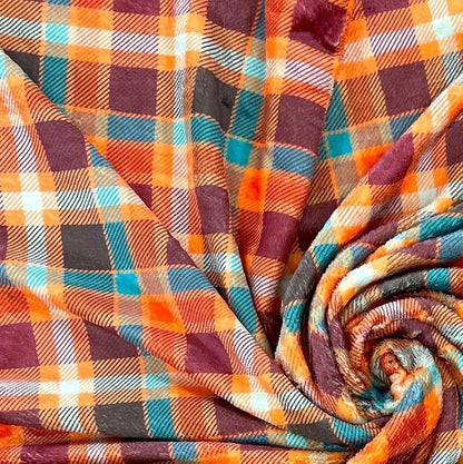 Winter Plaid Fleece Throw Blanket: Soft Plush Flannel Accent for Bed or Couch Orange, Teal Burgundy 50 x 70 inches