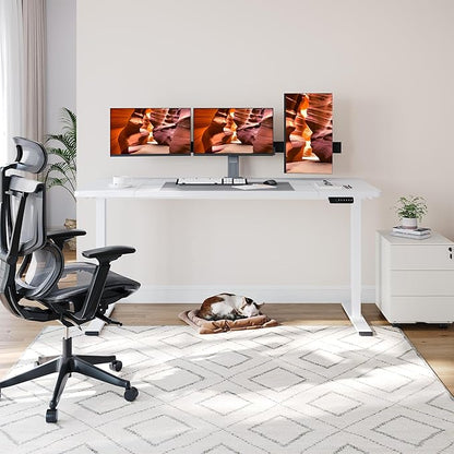 Dual Motor Standing Desk, Large Stand Up Desks, 71x31 Inches Electric Sit Stand Desk, 4 Memory Preset Adjustable Height Desks Home Office Desks(White)